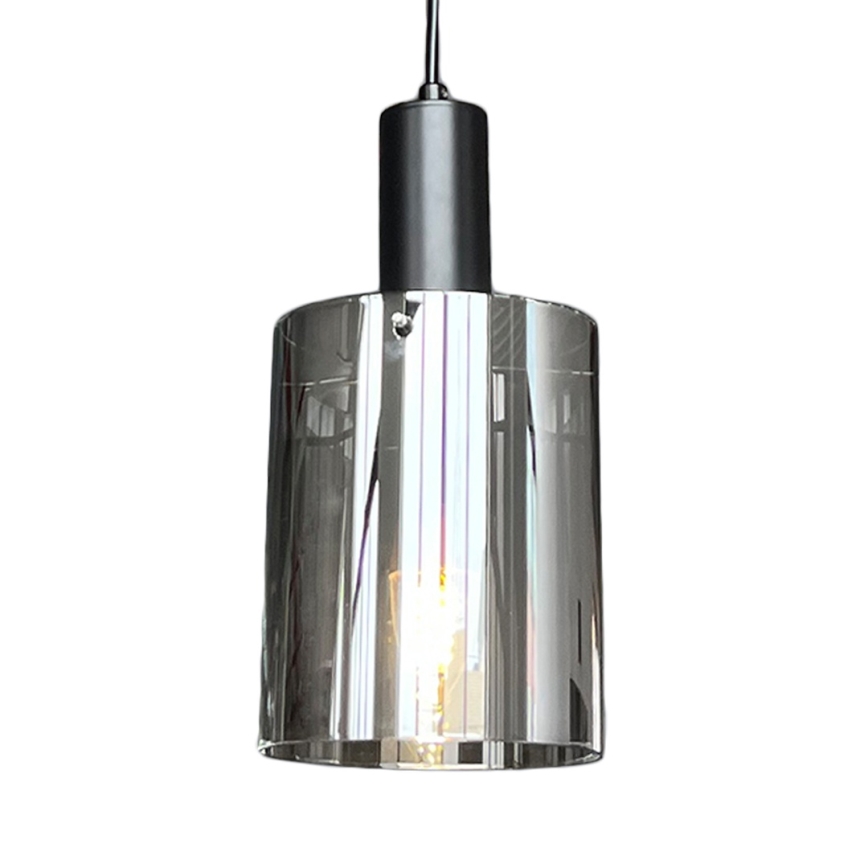 Candeeiro suspenso ARCADIA 1xE27/60W/230V diâmetro 13 cm preto/fumado