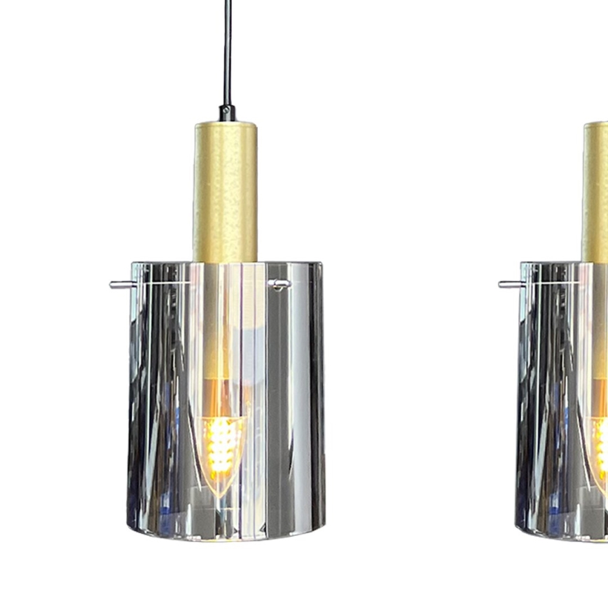 Candeeiro suspenso ARCADIA 3xE27/60W/230V dourado/fumado