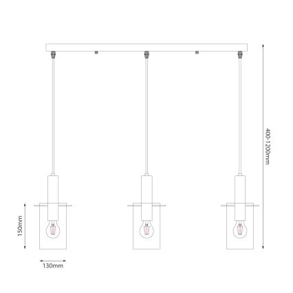 Candeeiro suspenso ARCADIA 3xE27/60W/230V dourado/fumado