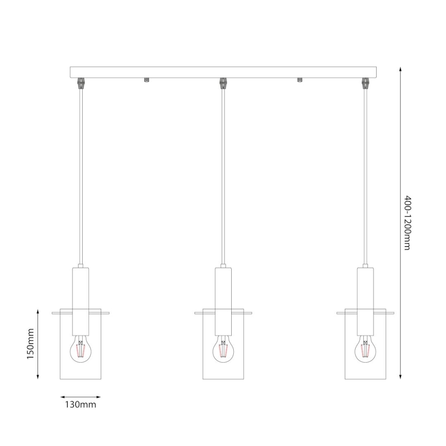 Candeeiro suspenso ARCADIA 3xE27/60W/230V dourado/fumado
