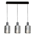 Candeeiro suspenso ARCADIA 3xE27/60W/230V preto/fumado