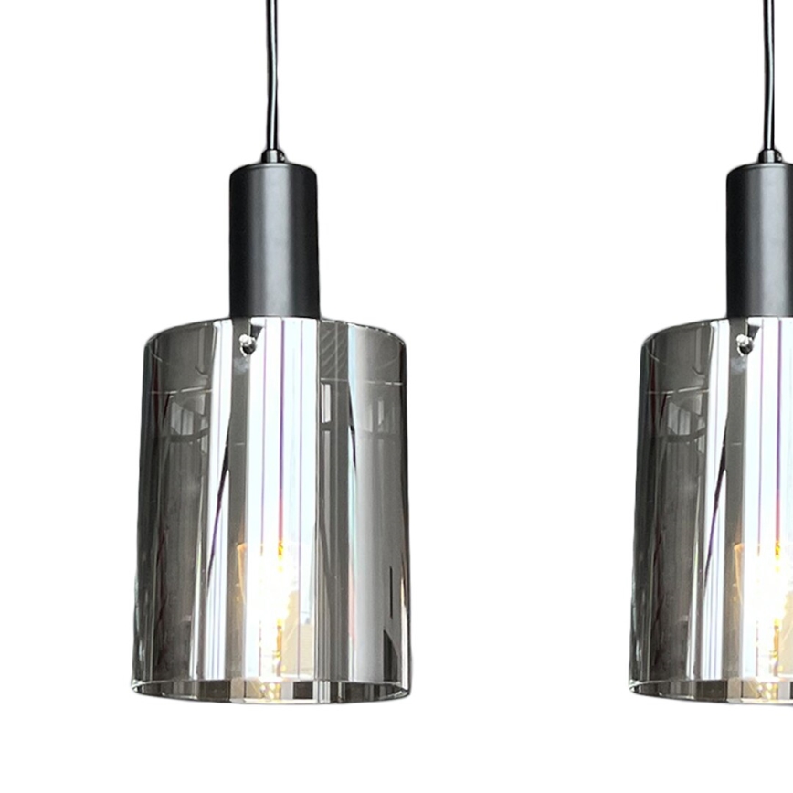 Candeeiro suspenso ARCADIA 3xE27/60W/230V preto/fumado