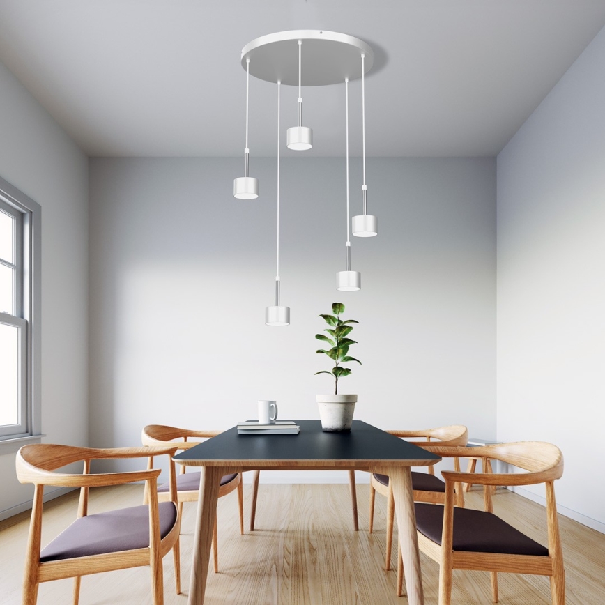 Candeeiro suspenso ARENA 5xGX53/11W/230V branco/cromado brilhante