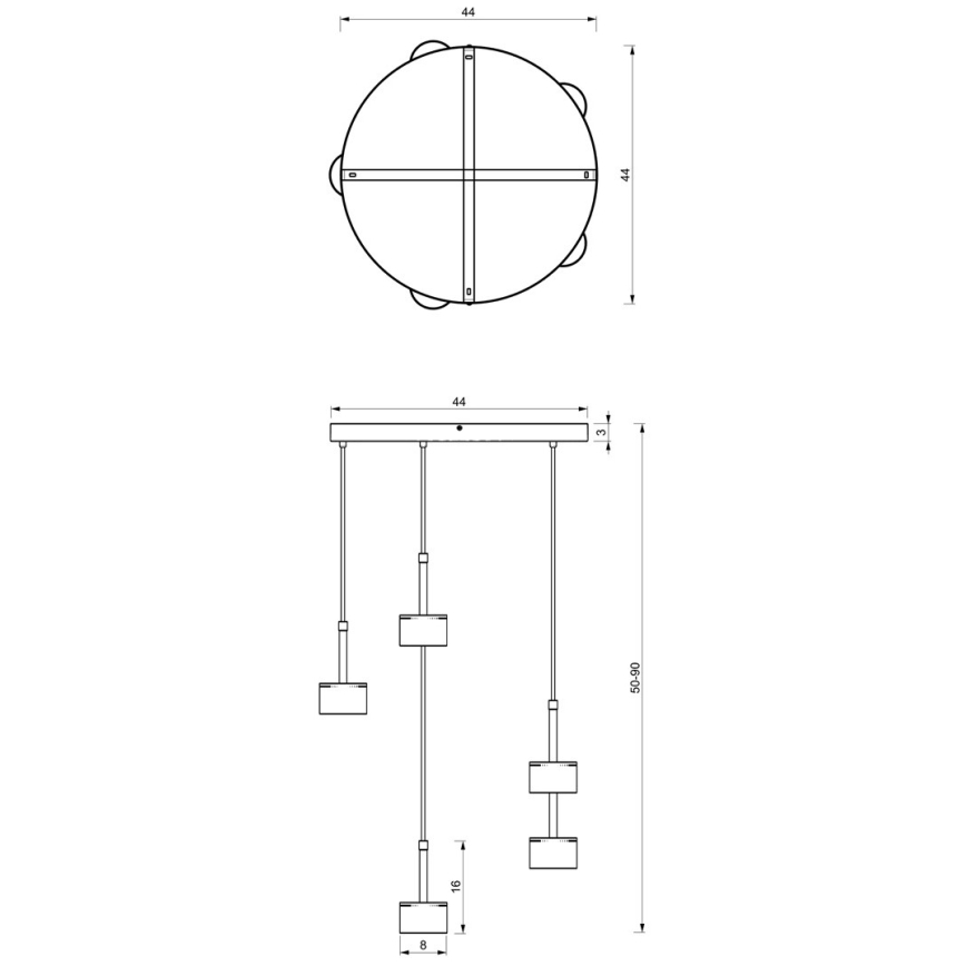 Candeeiro suspenso ARENA 5xGX53/11W/230V branco/cromado brilhante