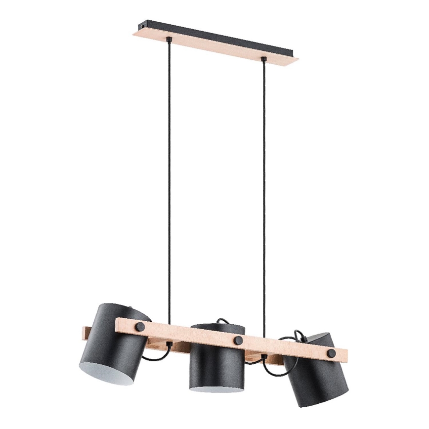 Candeeiro suspenso ARI 3xE27/15W/230V preto/bege