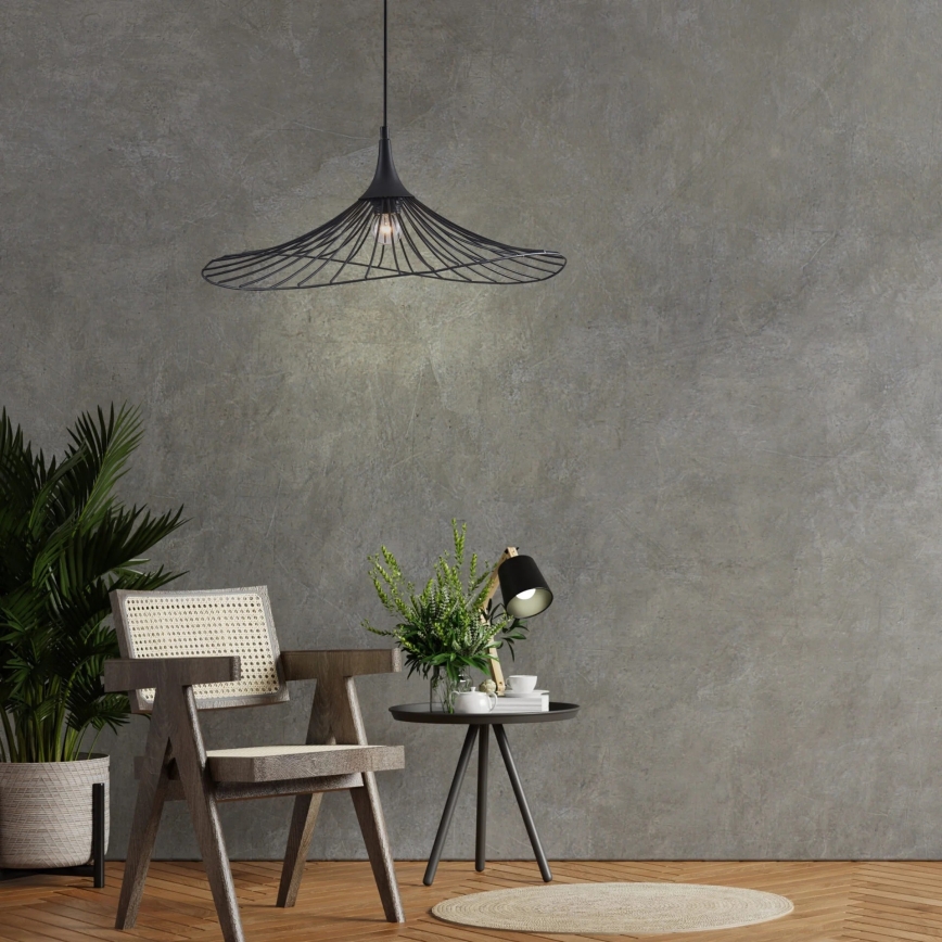 Candeeiro suspenso ARIELLE 1xE27/20W/230V diâmetro 50 cm preto