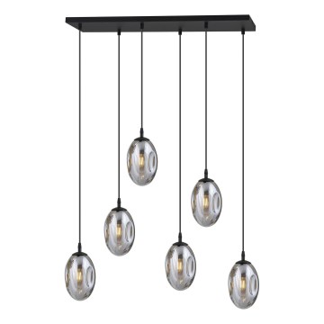Candeeiro suspenso ASTRAL 6xE14/10W/230V preto/fumado