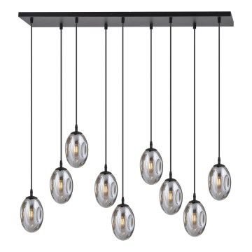 Candeeiro suspenso ASTRAL 9xE14/10W/230V preto/fumado