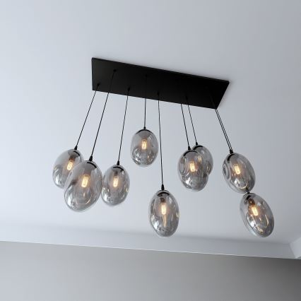 Candeeiro suspenso ASTRAL 9xE14/10W/230V preto/fumado