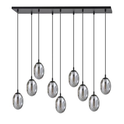 Candeeiro suspenso ASTRAL 9xE14/10W/230V preto/fumado