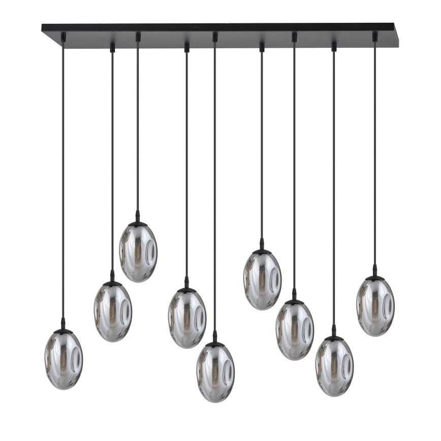 Candeeiro suspenso ASTRAL 9xE14/10W/230V preto/fumado