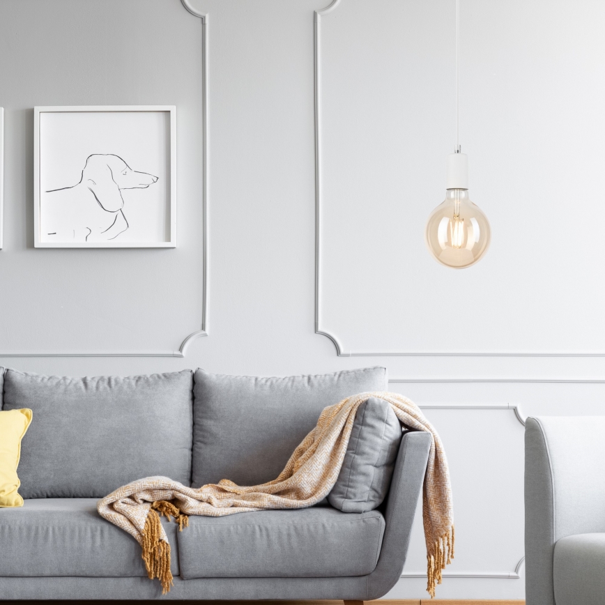 Candeeiro suspenso ASTRID 1xE27/60W/230V branco