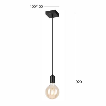 Candeeiro suspenso ASTRID 1xE27/60W/230V mate preto