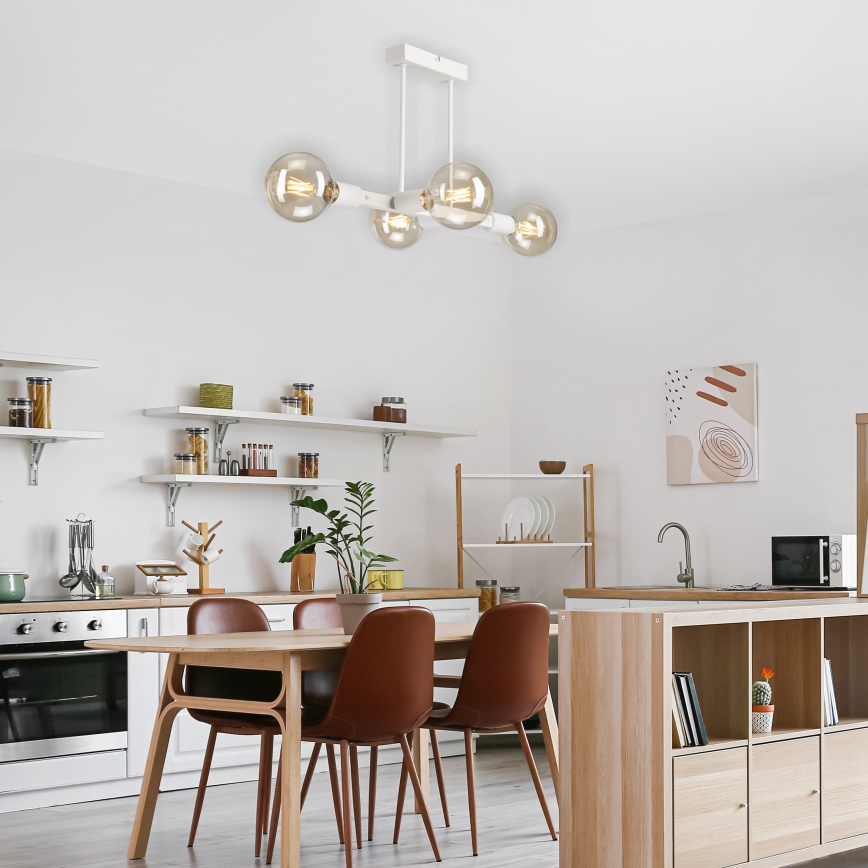 Candeeiro suspenso ASTRID 4xE27/60W/230V branco