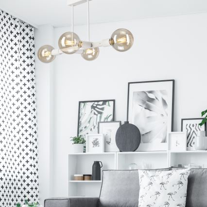 Candeeiro suspenso ASTRID 4xE27/60W/230V branco
