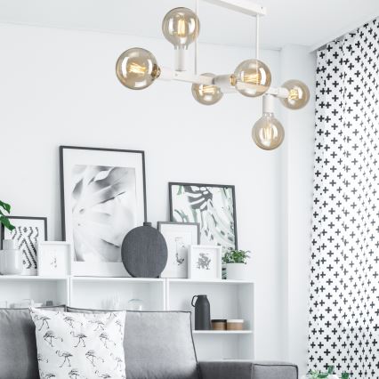 Candeeiro suspenso ASTRID 6xE27/60W/230V branco