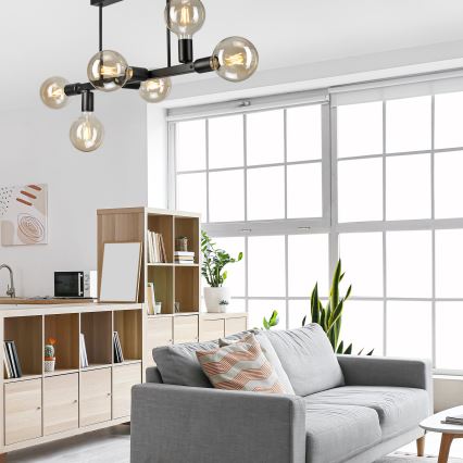 Candeeiro suspenso ASTRID 6xE27/60W/230V preto