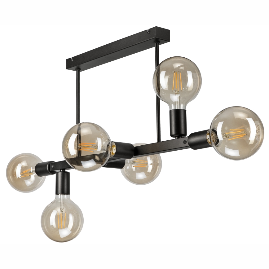 Candeeiro suspenso ASTRID 6xE27/60W/230V preto