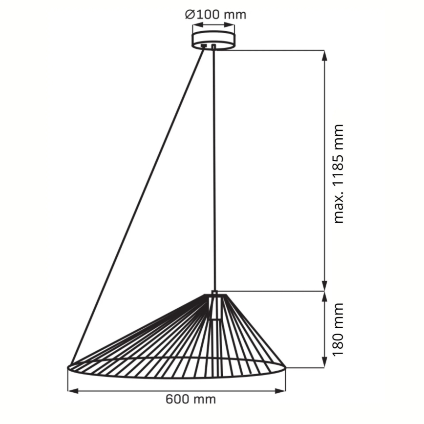 Candeeiro suspenso AURORA 1xE27/20W/230V diâmetro 60 cm preto