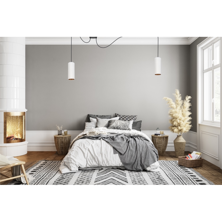 Candeeiro suspenso AVALO 2xE27/60W/230V aranha branco/cobre