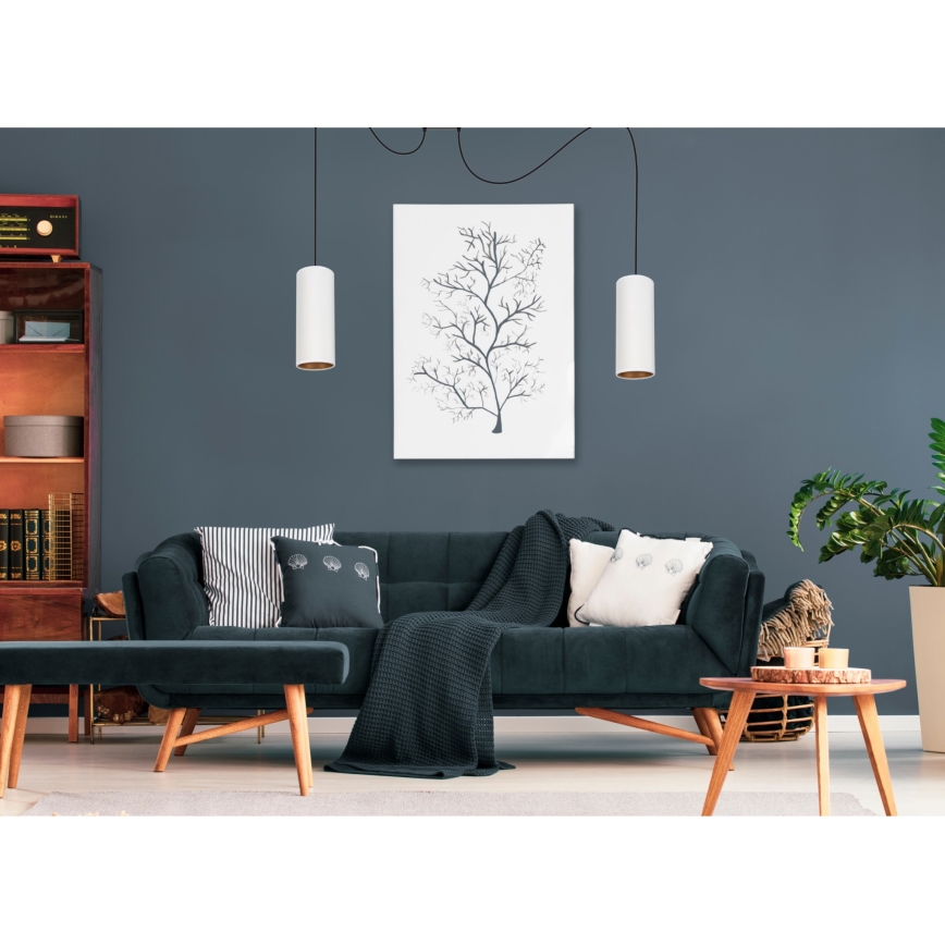 Candeeiro suspenso AVALO 2xE27/60W/230V aranha branco/cobre