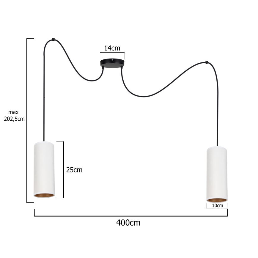 Candeeiro suspenso AVALO 2xE27/60W/230V aranha branco/cobre