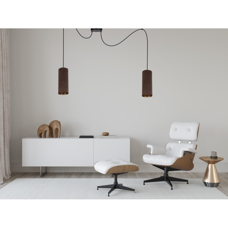 Candeeiro suspenso AVALO 2xE27/60W/230V aranha castanho/cobre