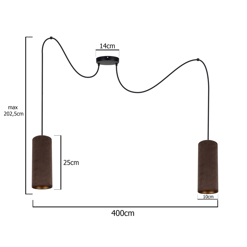 Candeeiro suspenso AVALO 2xE27/60W/230V aranha castanho/cobre