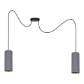 Candeeiro suspenso AVALO 2xE27/60W/230V aranha cinzento