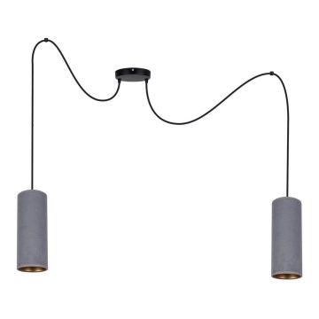 Candeeiro suspenso AVALO 2xE27/60W/230V aranha cinzento