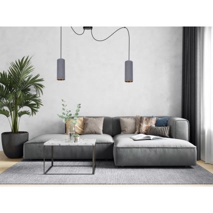 Candeeiro suspenso AVALO 2xE27/60W/230V aranha cinzento
