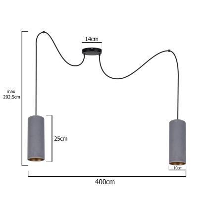 Candeeiro suspenso AVALO 2xE27/60W/230V aranha cinzento
