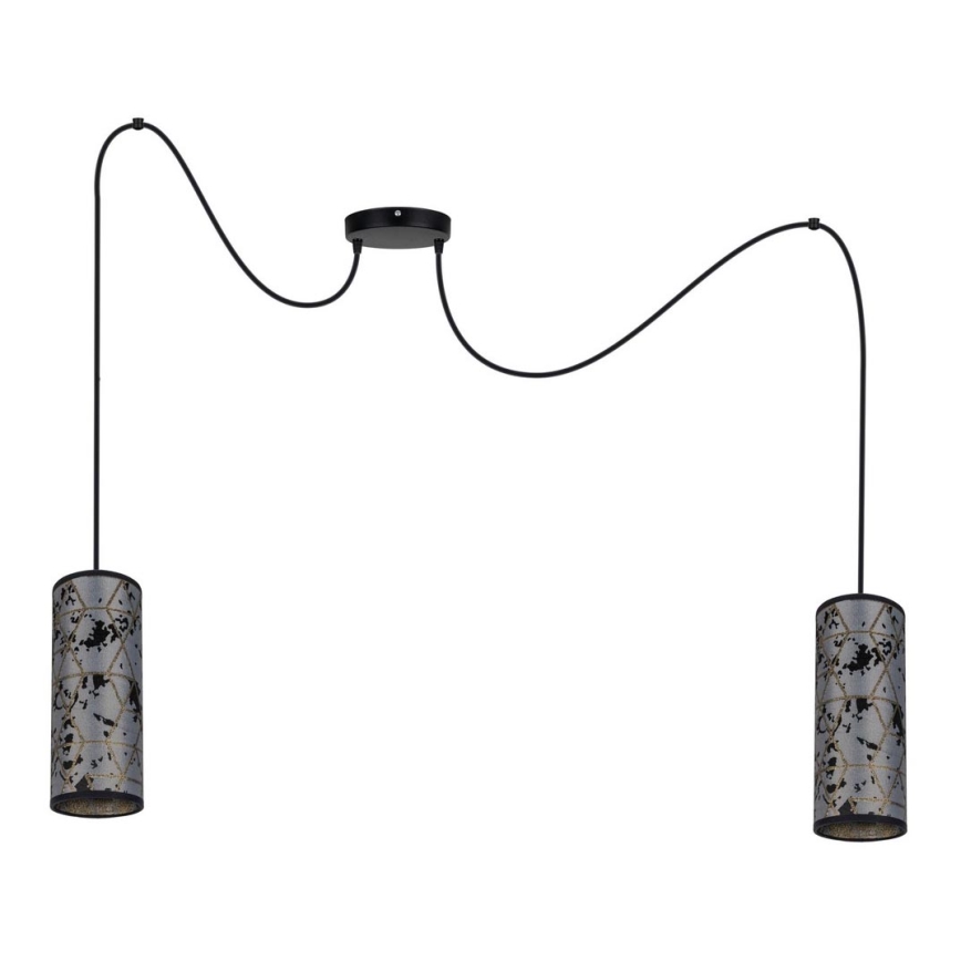 Candeeiro suspenso AVALO 2xE27/60W/230V aranha cinzento/preto