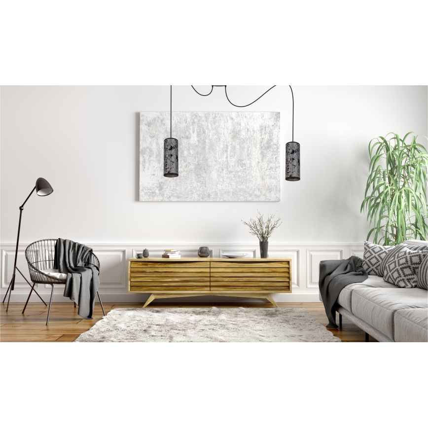 Candeeiro suspenso AVALO 2xE27/60W/230V aranha cinzento/preto