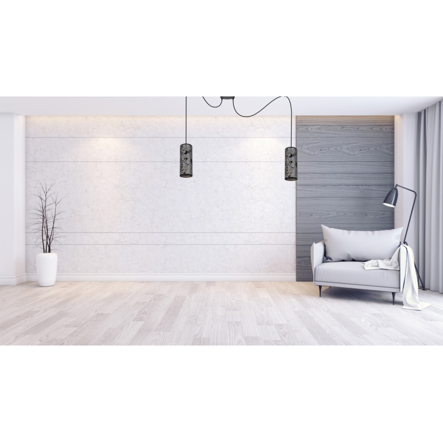 Candeeiro suspenso AVALO 2xE27/60W/230V aranha cinzento/preto