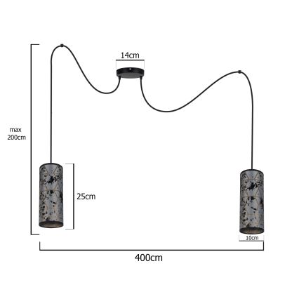 Candeeiro suspenso AVALO 2xE27/60W/230V aranha cinzento/preto