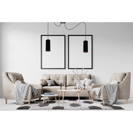 Candeeiro suspenso AVALO 2xE27/60W/230V aranha preto