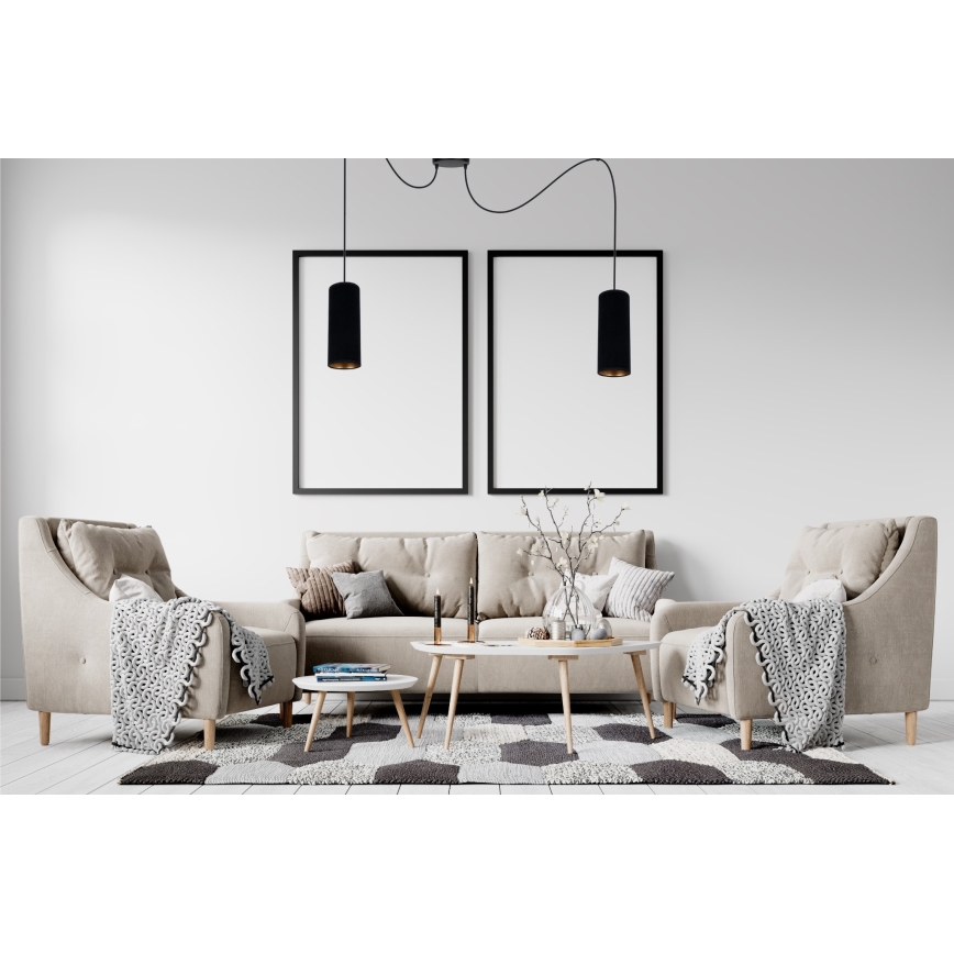 Candeeiro suspenso AVALO 2xE27/60W/230V aranha preto