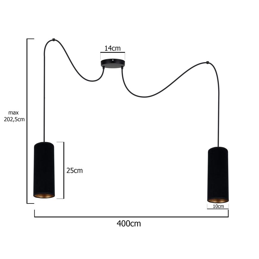 Candeeiro suspenso AVALO 2xE27/60W/230V aranha preto