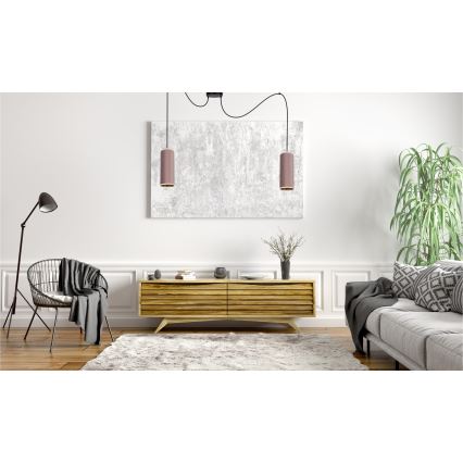 Candeeiro suspenso AVALO 2xE27/60W/230V aranha rosa/cobre