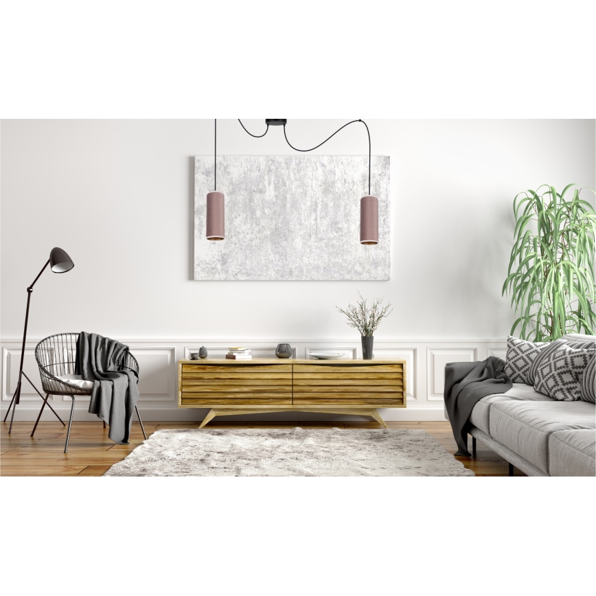 Candeeiro suspenso AVALO 2xE27/60W/230V aranha rosa/cobre
