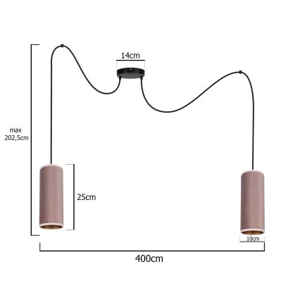 Candeeiro suspenso AVALO 2xE27/60W/230V aranha rosa/cobre