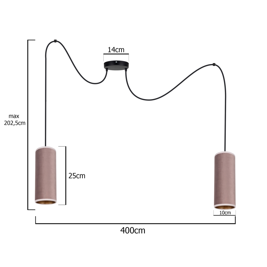 Candeeiro suspenso AVALO 2xE27/60W/230V aranha rosa/cobre