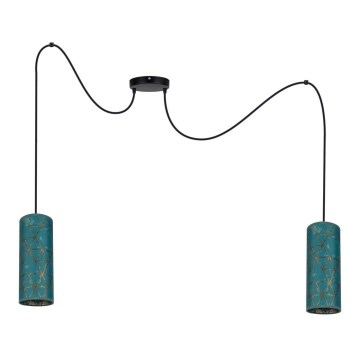 Candeeiro suspenso AVALO 2xE27/60W/230V aranha turquesa/dourado