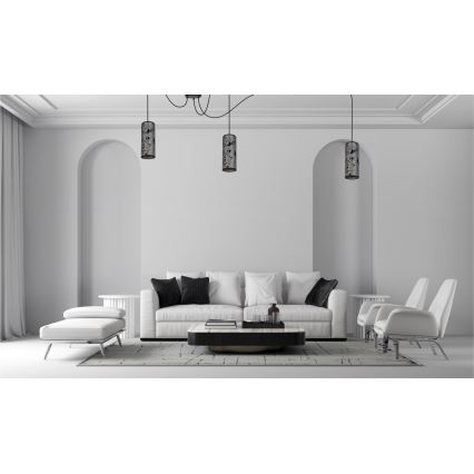 Candeeiro suspenso AVALO 3xE27/60W/230V aranha cinzento/preto