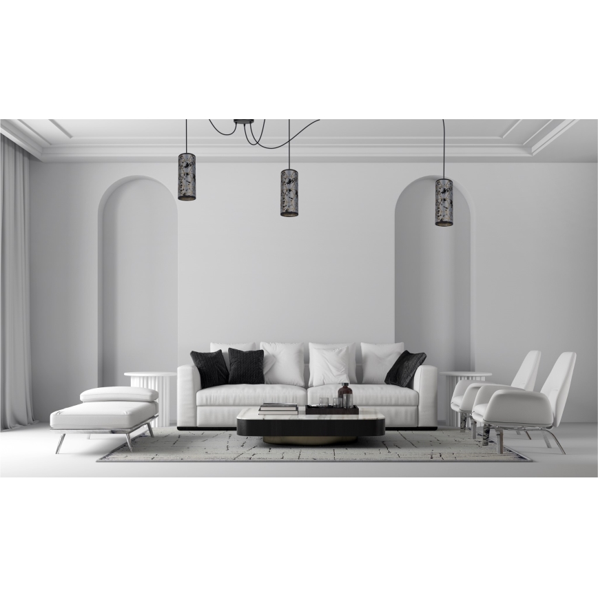 Candeeiro suspenso AVALO 3xE27/60W/230V aranha cinzento/preto