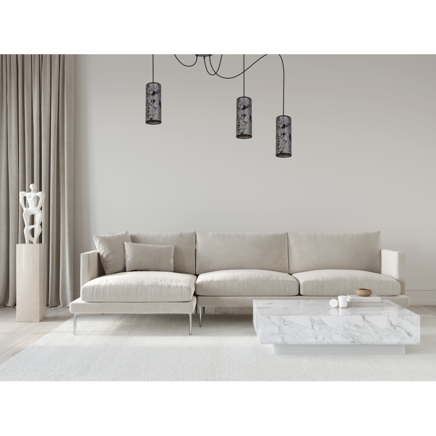 Candeeiro suspenso AVALO 3xE27/60W/230V aranha cinzento/preto