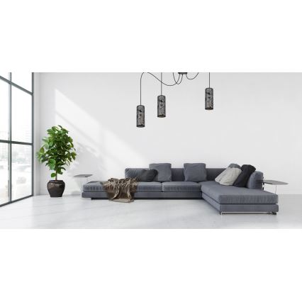 Candeeiro suspenso AVALO 3xE27/60W/230V aranha cinzento/preto