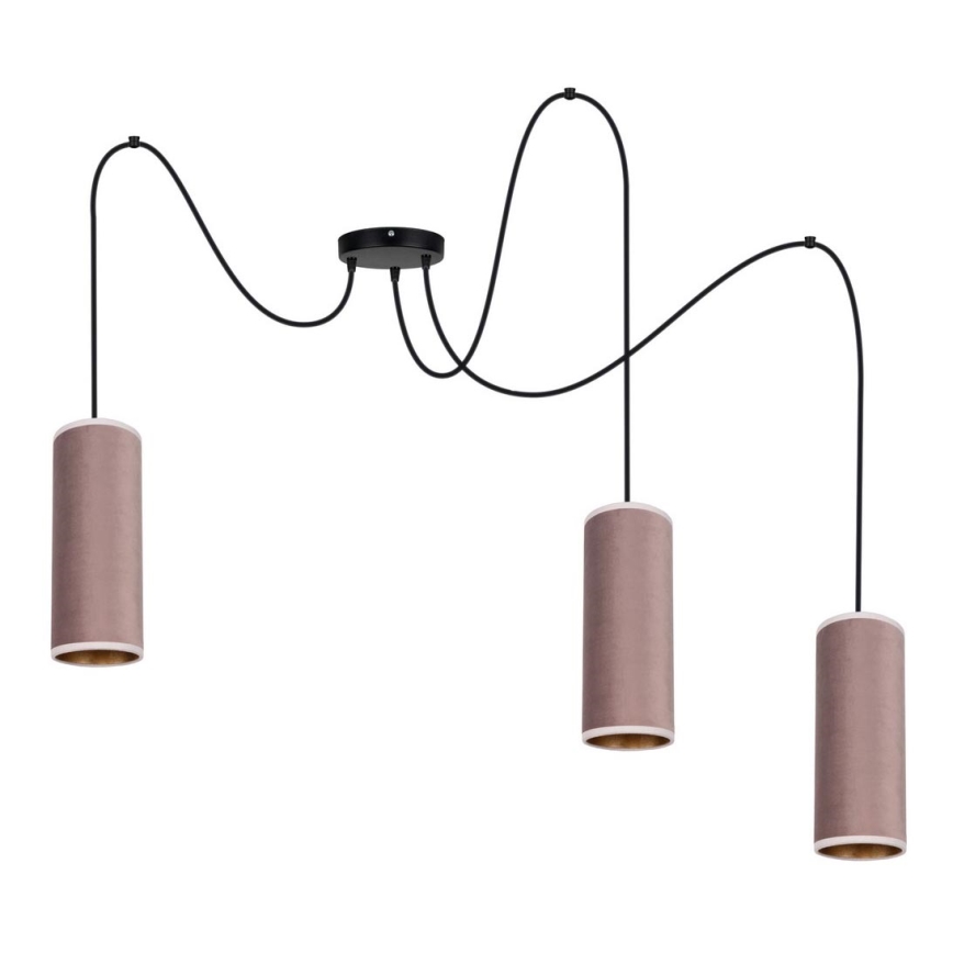 Candeeiro suspenso AVALO 3xE27/60W/230V aranha rosa/cobre