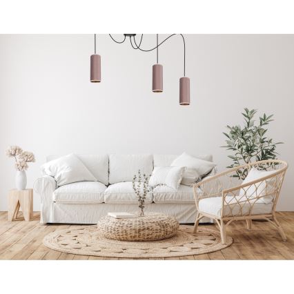 Candeeiro suspenso AVALO 3xE27/60W/230V aranha rosa/cobre